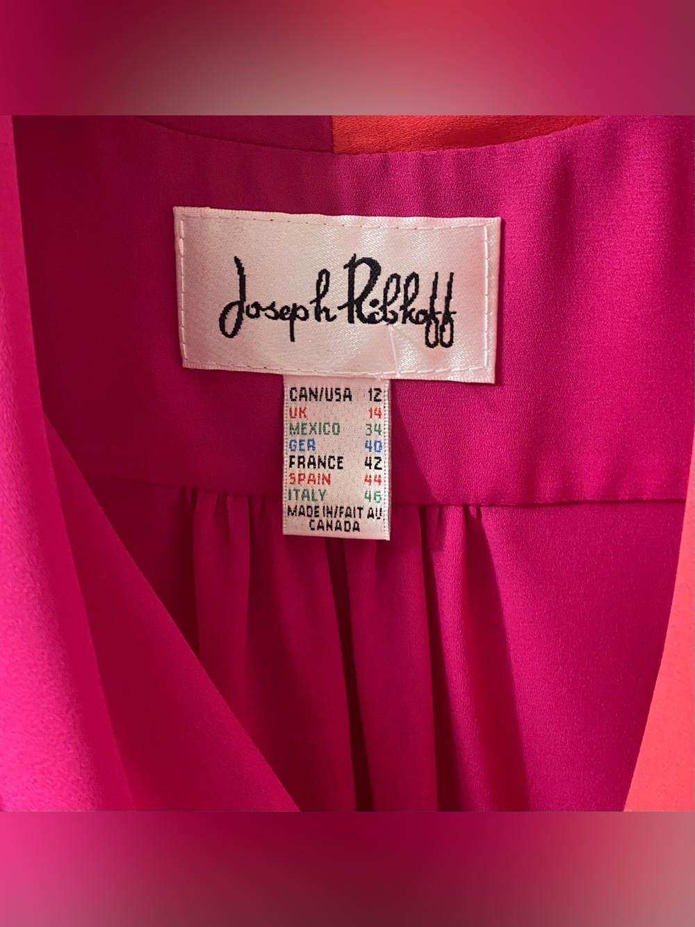 Joseph Ribkoff Hot Pink & Coral Sleeveless Top - Picture 2 of 4